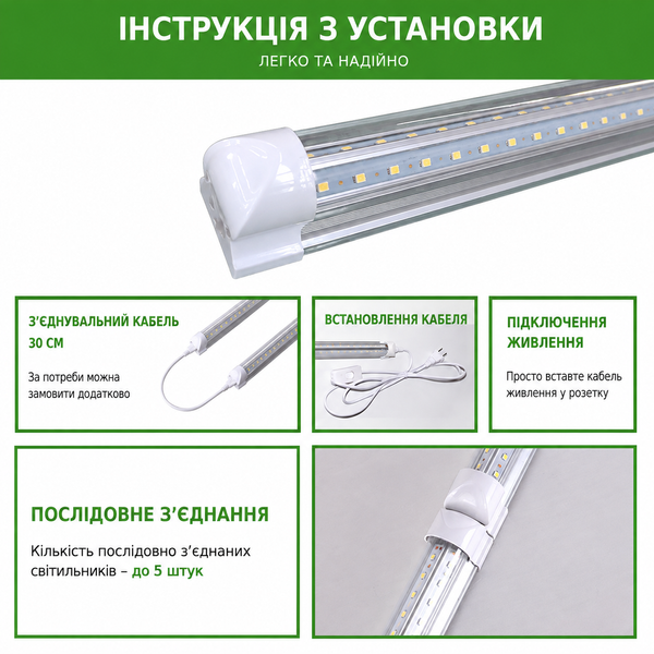 Линейный фитосветильник T8 V-Line 0.9 м 28 Вт, полный спектр T81280 фото