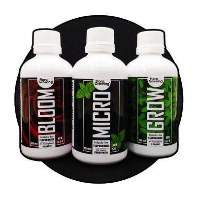 3 х 100 мл Hydroponics Kit добрива для гідропоніки та ґрунту - Аналог Terra Aquatica (GHE) Flora Series