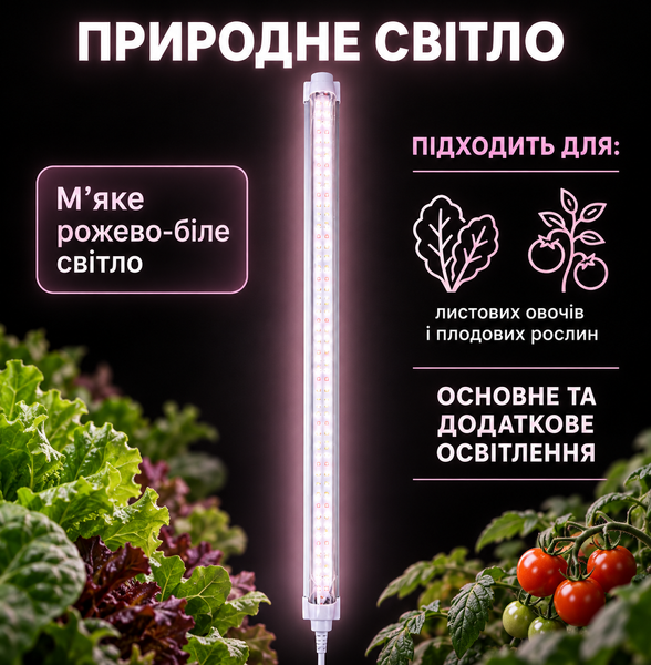 Фитосветильник LED T8 60см полный спектр дневного света для цветов и фруктов DWT8-060-20W96LED фото