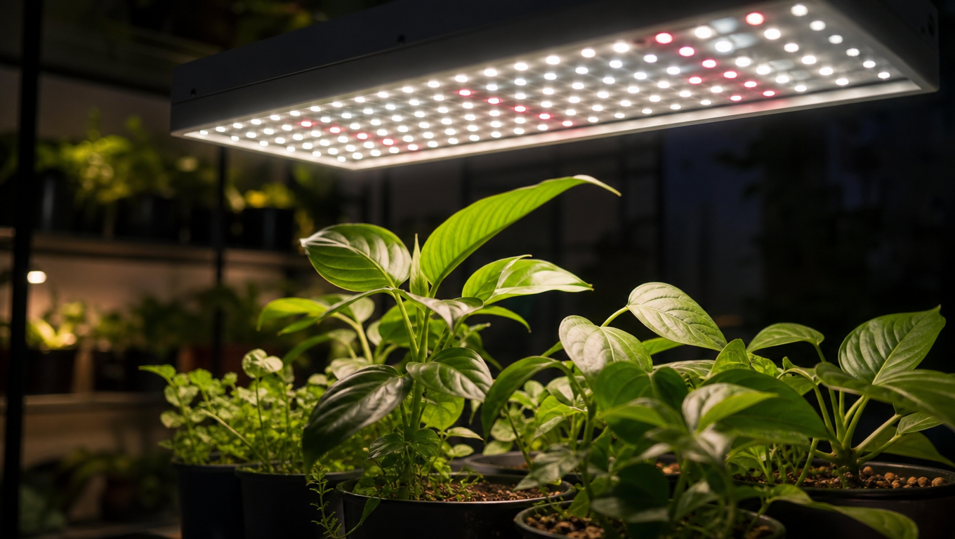 Фітолампи для рослин у сучасному просторі для вирощування з LED освітленням